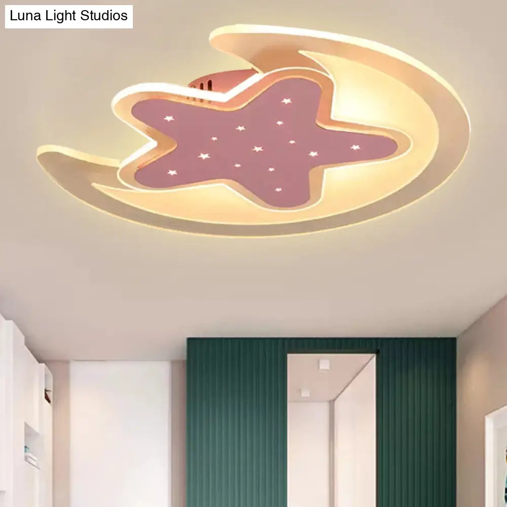 Contemporary Acrylic Pink Star Ceiling Mount Light - Perfect For Teens