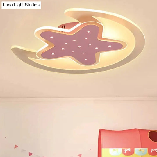 Contemporary Acrylic Pink Star Ceiling Mount Light - Perfect For Teens / 18 Warm