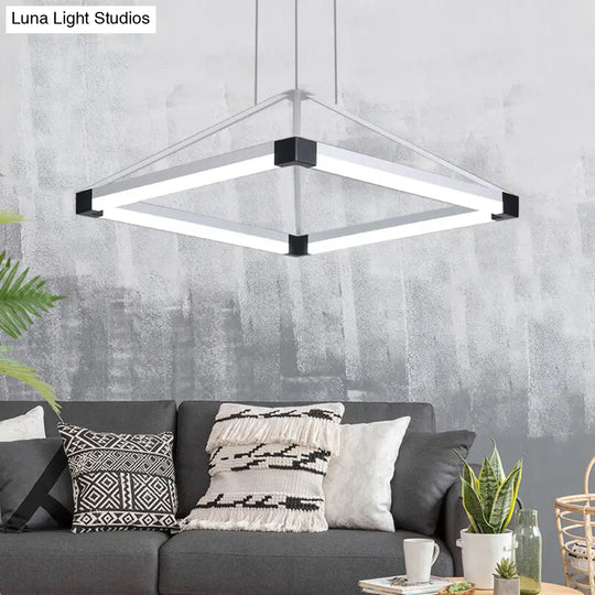 Contemporary Led Acrylic Pyramid Pendant Chandelier - 18/23.5 Wide White/Coffee Hanging Lamp Fixture