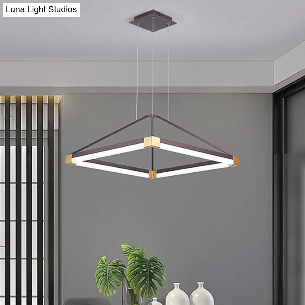 Contemporary Led Acrylic Pyramid Pendant Chandelier - 18/23.5 Wide White/Coffee Hanging Lamp Fixture