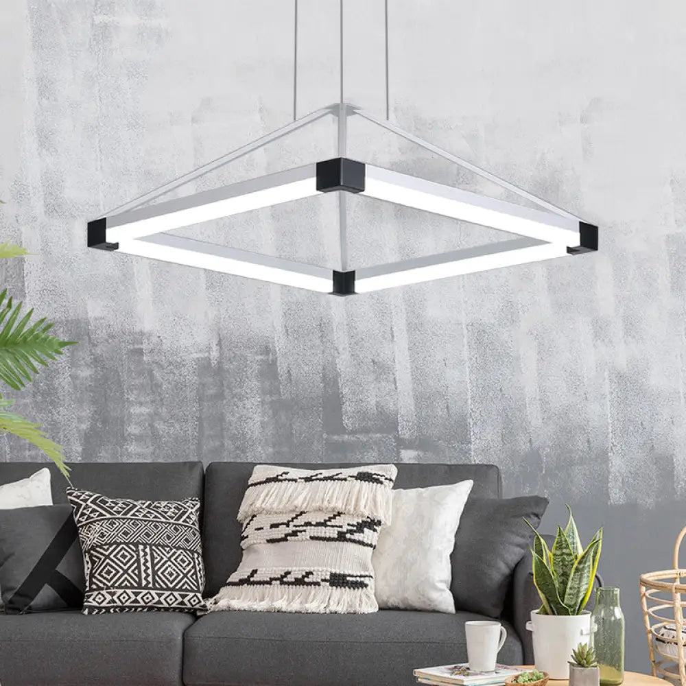 Contemporary Acrylic Pyramid Pendant Chandelier - 18’/23.5’ Wide White/Coffee Led Hanging Lamp