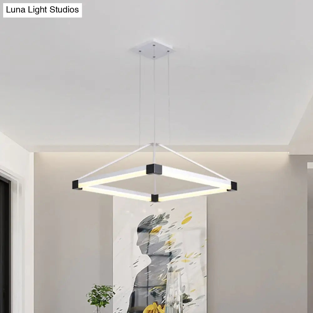 Contemporary Led Acrylic Pyramid Pendant Chandelier - 18/23.5 Wide White/Coffee Hanging Lamp Fixture