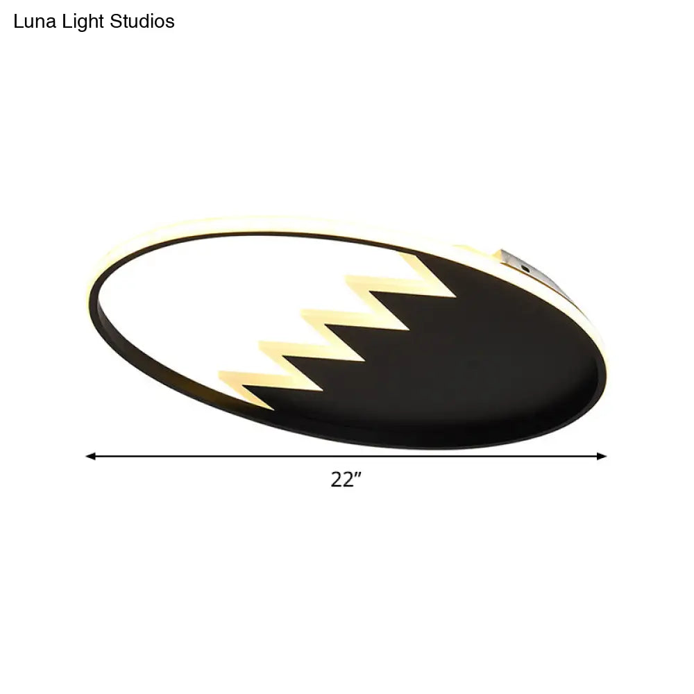 Contemporary Acrylic Round Ceiling Light 22’/26’ Wide Black/White Led Flush Mount Fixture With