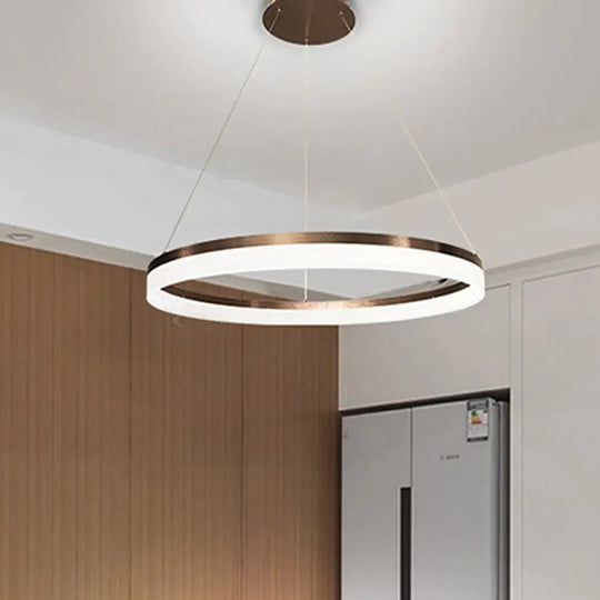 Contemporary Acrylic Round Chandelier Light - 4/5/6-Head Brown Ceiling Pendant In Warm/White/Natural