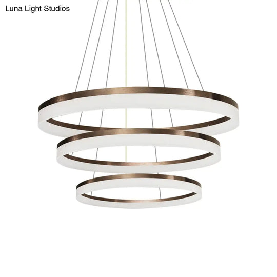 Contemporary Acrylic Round Chandelier Light - 4/5/6-Head Brown Ceiling Pendant In Warm/White/Natural