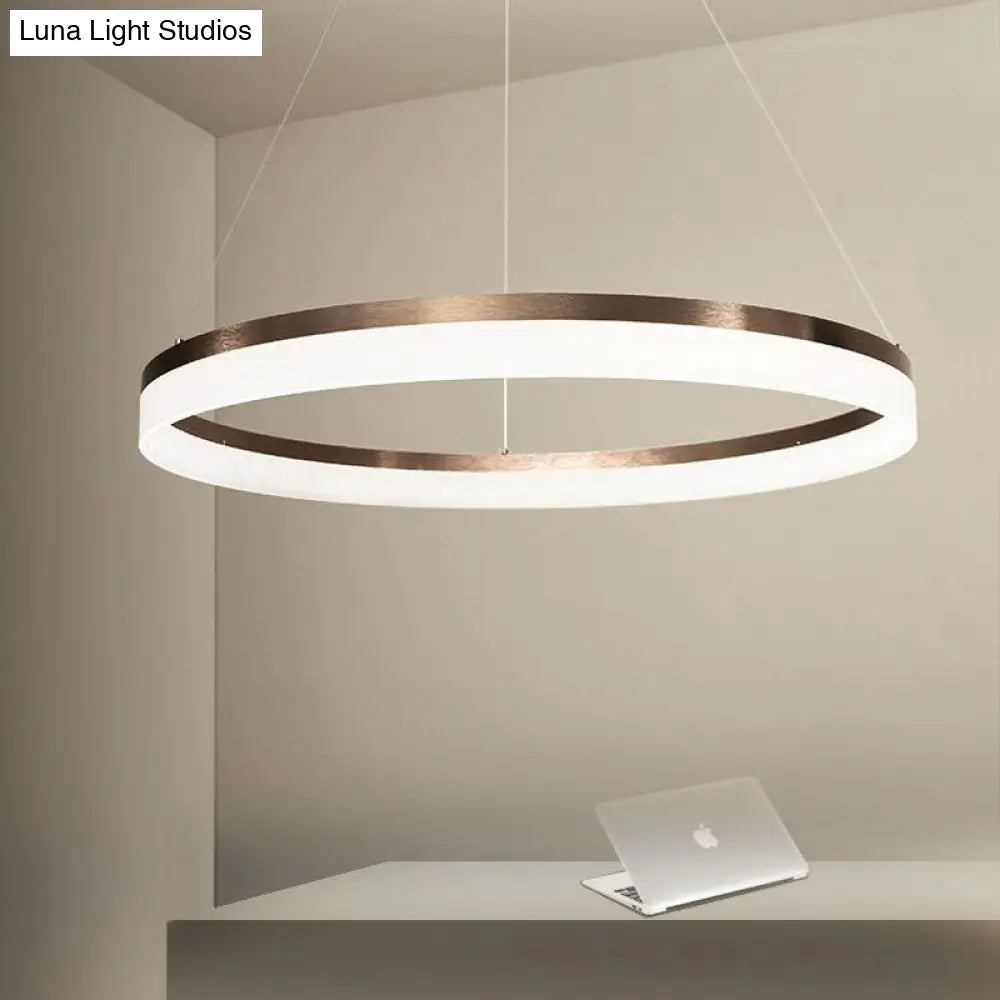 Contemporary Acrylic Round Chandelier Light - 4/5/6-Head Brown Ceiling Pendant In Warm/White/Natural