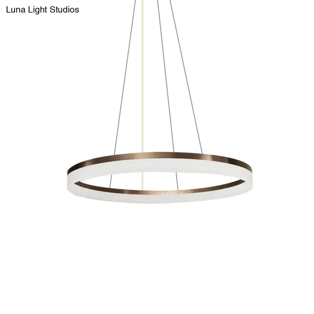 Contemporary Acrylic Round Chandelier Light - 4/5/6-Head Brown Ceiling Pendant In Warm/White/Natural