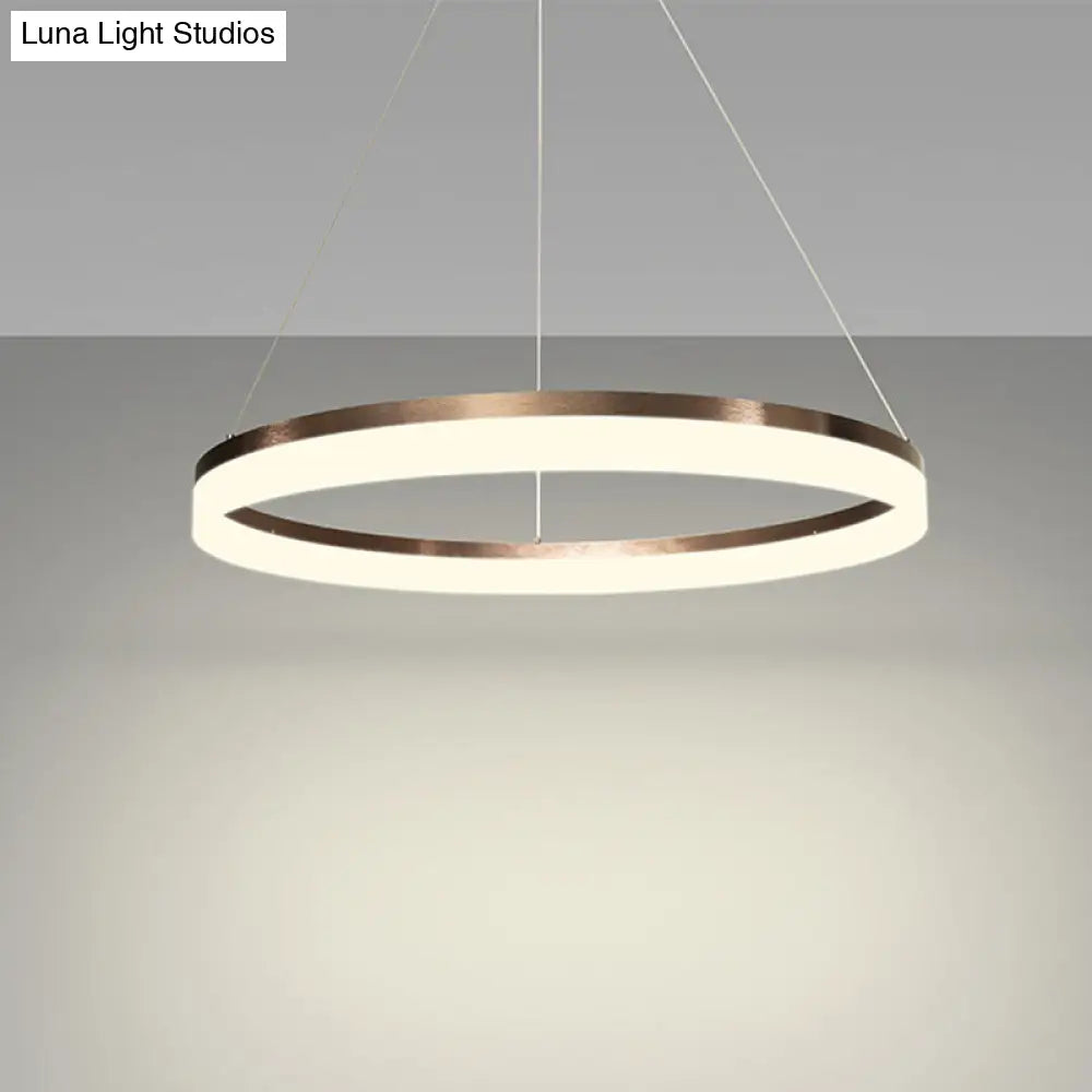 Contemporary Acrylic Round Chandelier Light - 4/5/6-Head Brown Ceiling Pendant In Warm/White/Natural