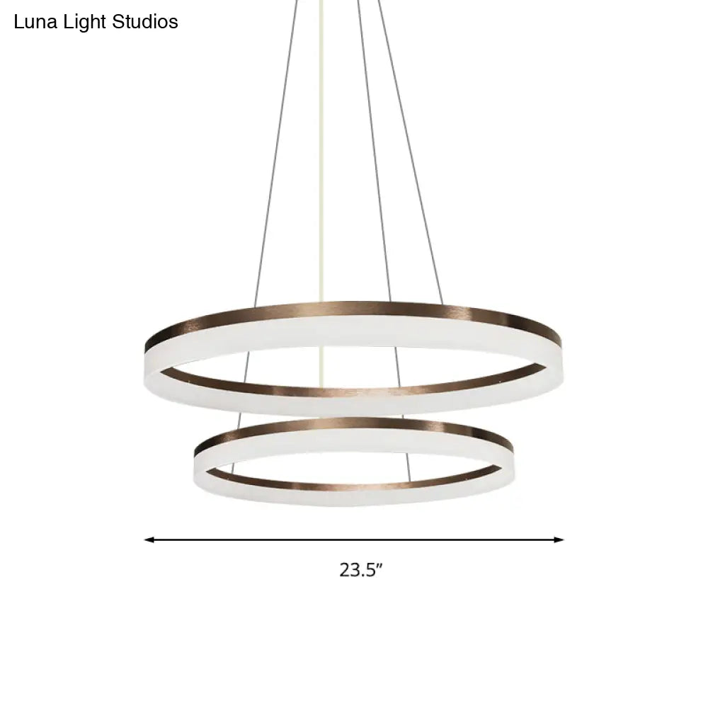 Contemporary Acrylic Round Chandelier Light - 4/5/6-Head Brown Ceiling Pendant In Warm/White/Natural