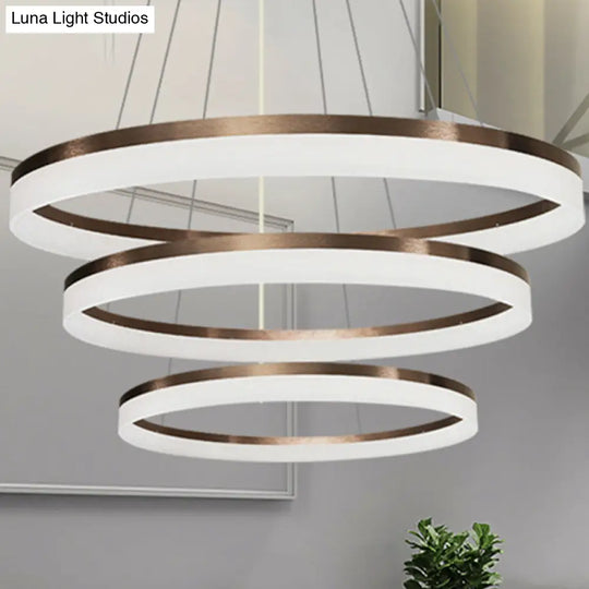 Contemporary Acrylic Round Chandelier Light - 4/5/6-Head Brown Ceiling Pendant In Warm/White/Natural