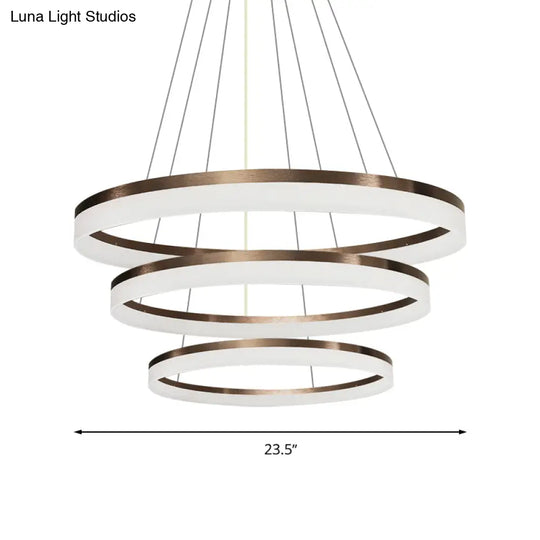 Contemporary Acrylic Round Chandelier Light - 4/5/6-Head Brown Ceiling Pendant In Warm/White/Natural