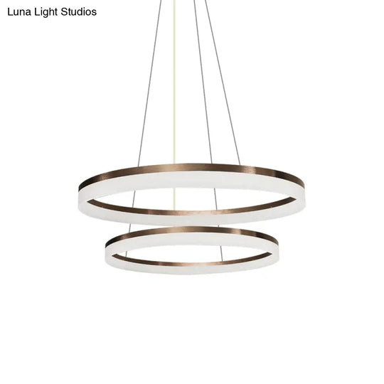 Contemporary Acrylic Round Chandelier Light - 4/5/6-Head Brown Ceiling Pendant In Warm/White/Natural