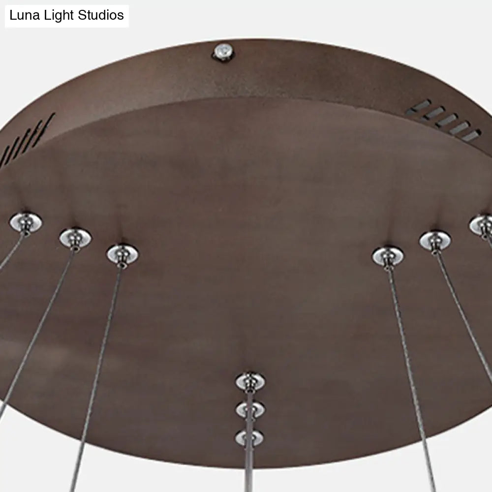 Contemporary Acrylic Round Chandelier Light - 4/5/6-Head Brown Ceiling Pendant In Warm/White/Natural