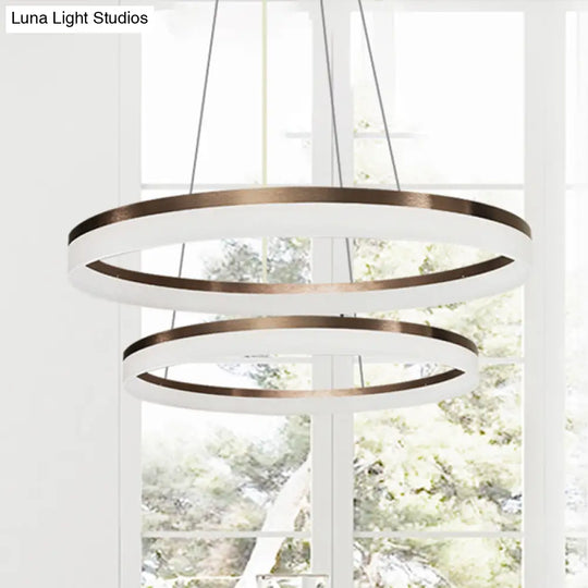 Contemporary Acrylic Round Chandelier Light - 4/5/6-Head Brown Ceiling Pendant In Warm/White/Natural