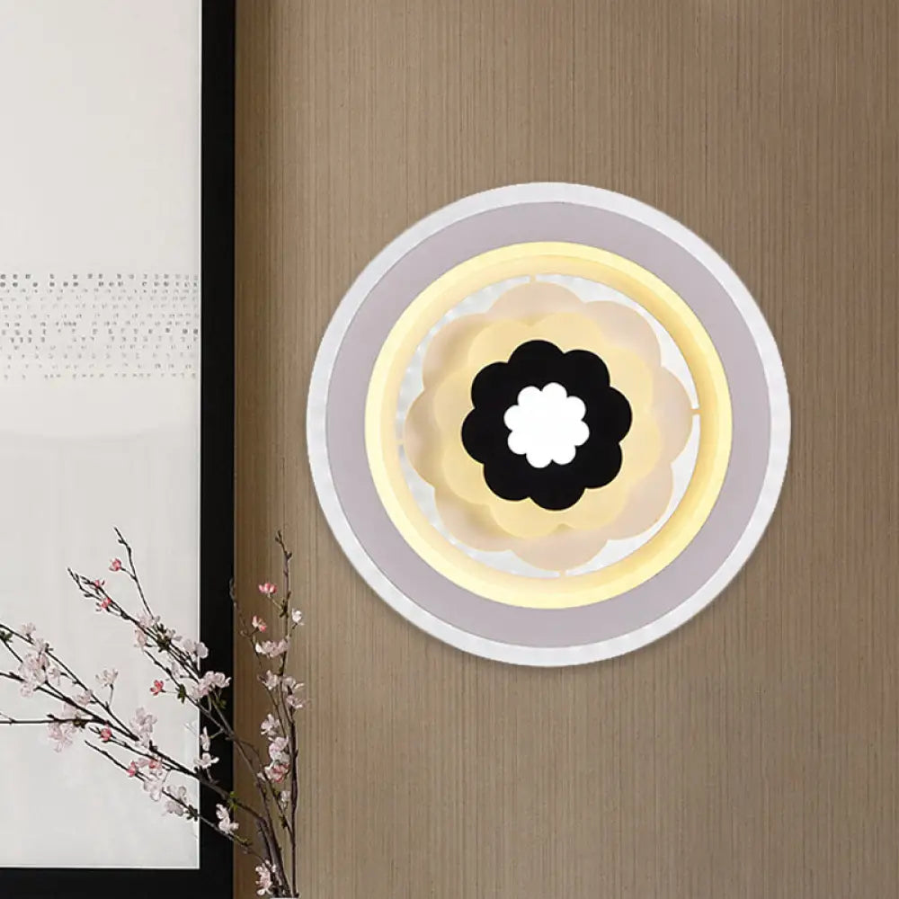 Contemporary Acrylic Round Led Wall Sconce - White Bedside Lamp Fixture