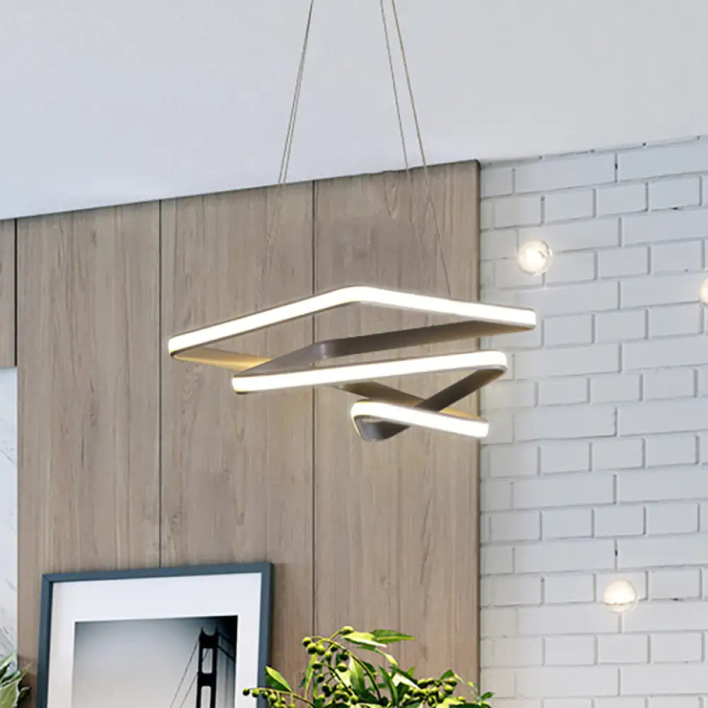 Contemporary Acrylic Spiral Pendant Chandelier - Led Grey Ceiling Lamp For Dining Room White/Warm