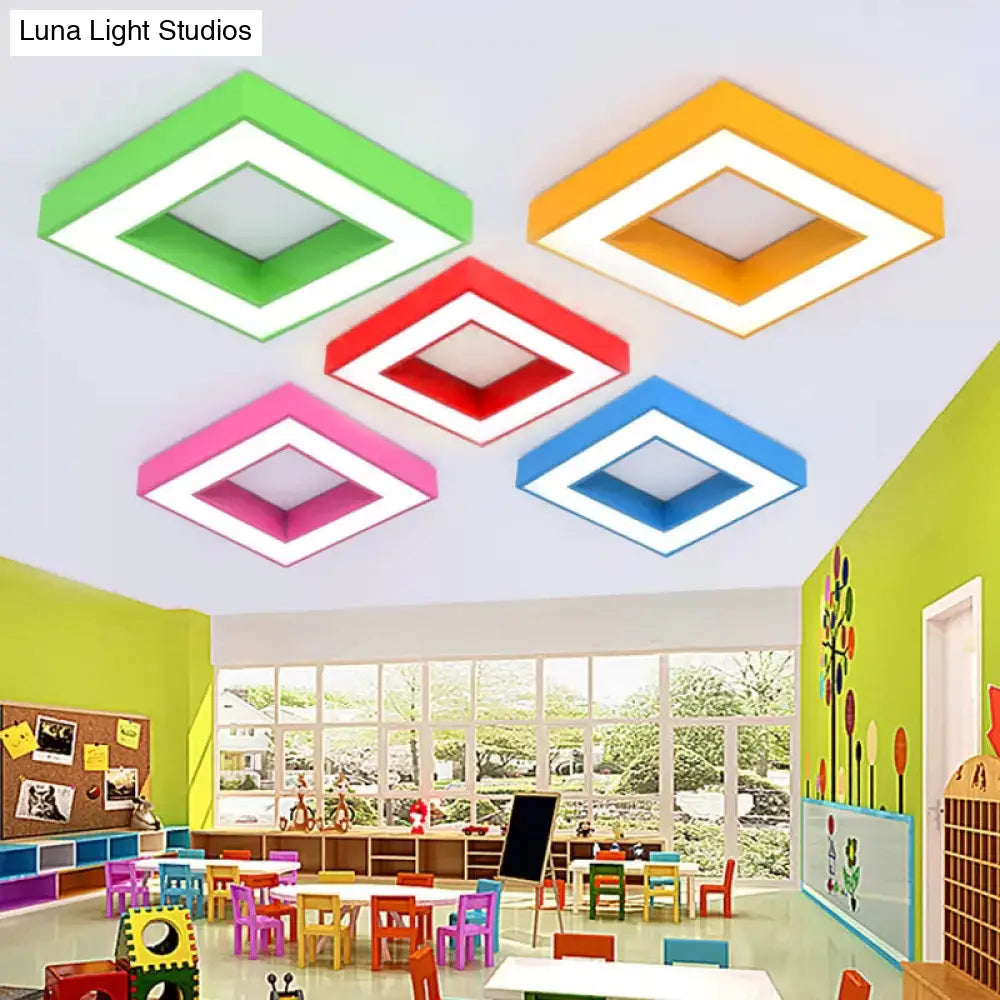 Contemporary Acrylic Square Flush Mount Light For Child’s Bedroom Ceiling