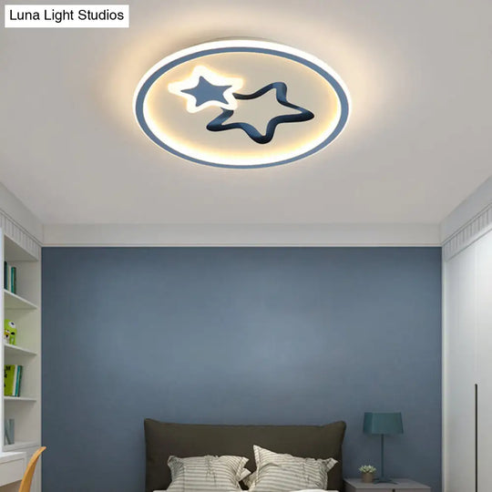 Contemporary Acrylic Star Flush Ceiling Light For Bedrooms Blue / White