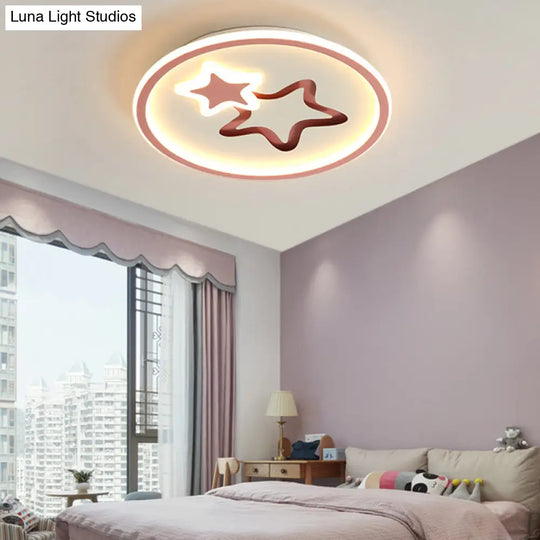 Contemporary Acrylic Star Flush Ceiling Light For Bedrooms Pink / Warm