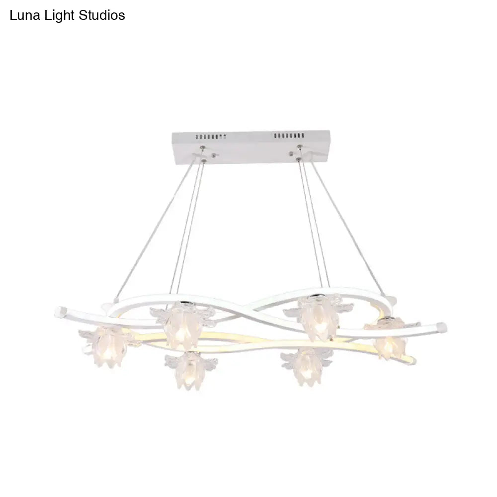 Contemporary 6-Head Led Pendant Light With Twisted Acrylic Floral Shade & Multi Options