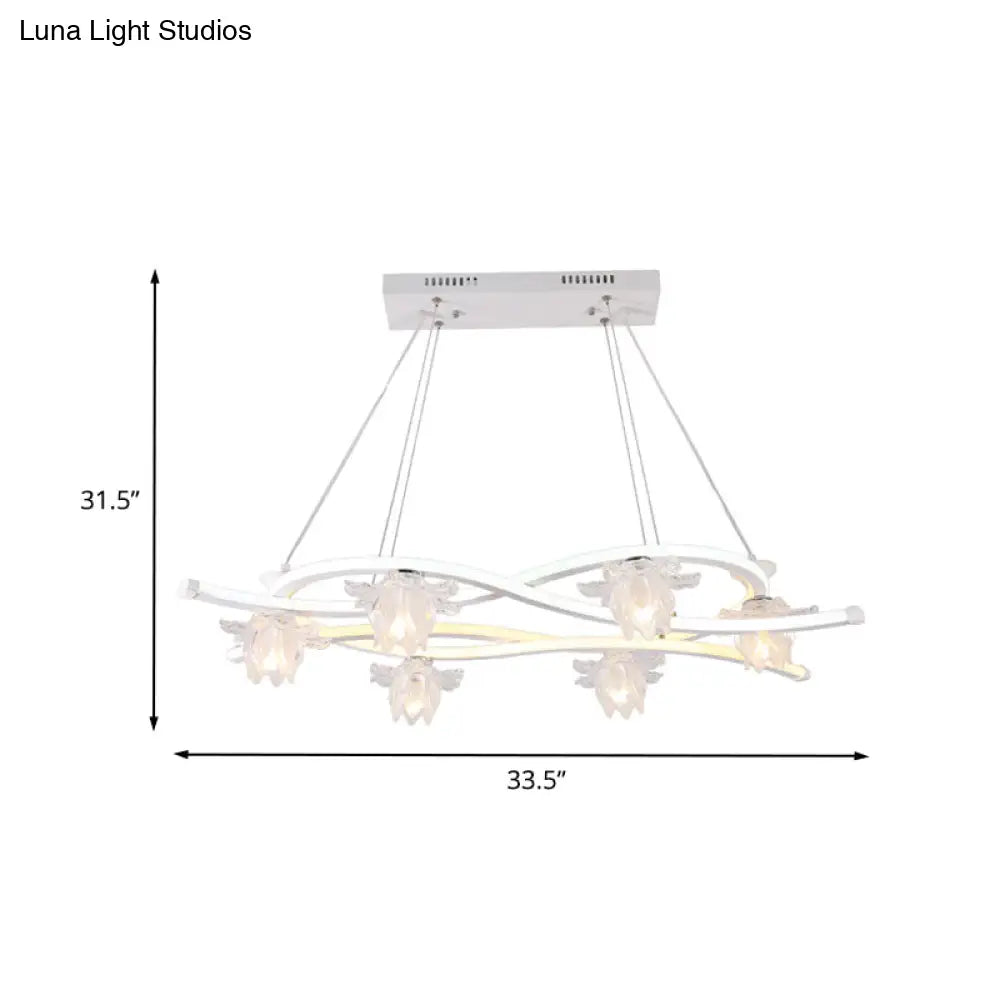 Contemporary 6-Head Led Pendant Light With Twisted Acrylic Floral Shade & Multi Options