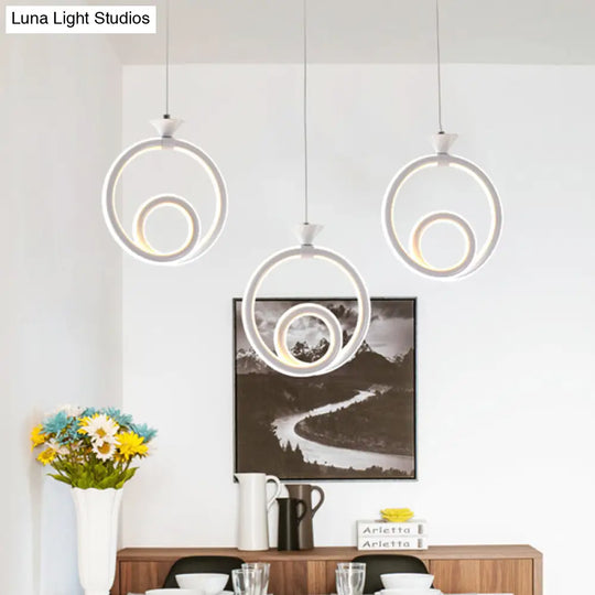 Contemporary Acrylic Twisted Ring Pendant Light With 3 Lights In White/Warm/Natural White /