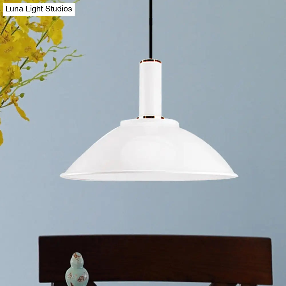 Contemporary Aluminum Hanging Light - Wide Bowl Pendant (11’/14’) Ideal For Gallery Or Factory