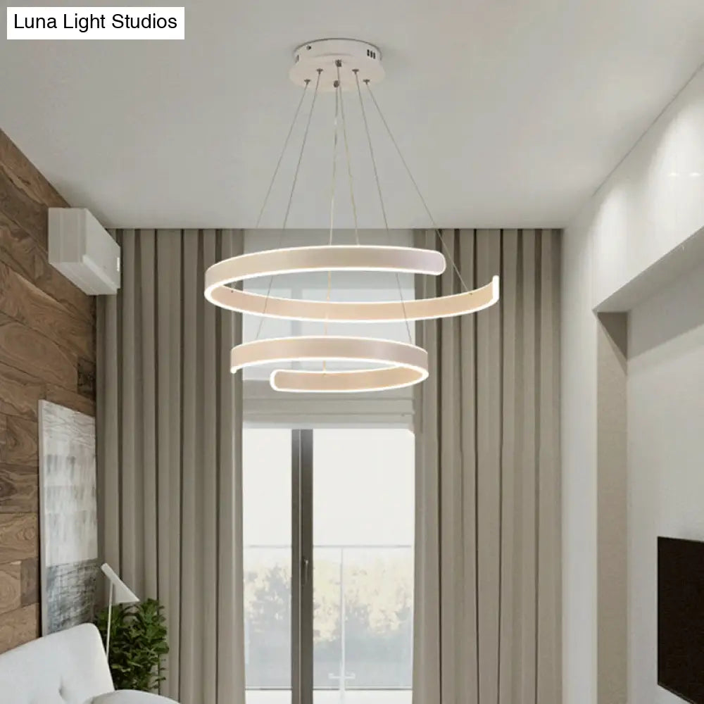 Contemporary Aluminum Pendant Chandelier With Led Lights - Geometric Design White / Small Natural