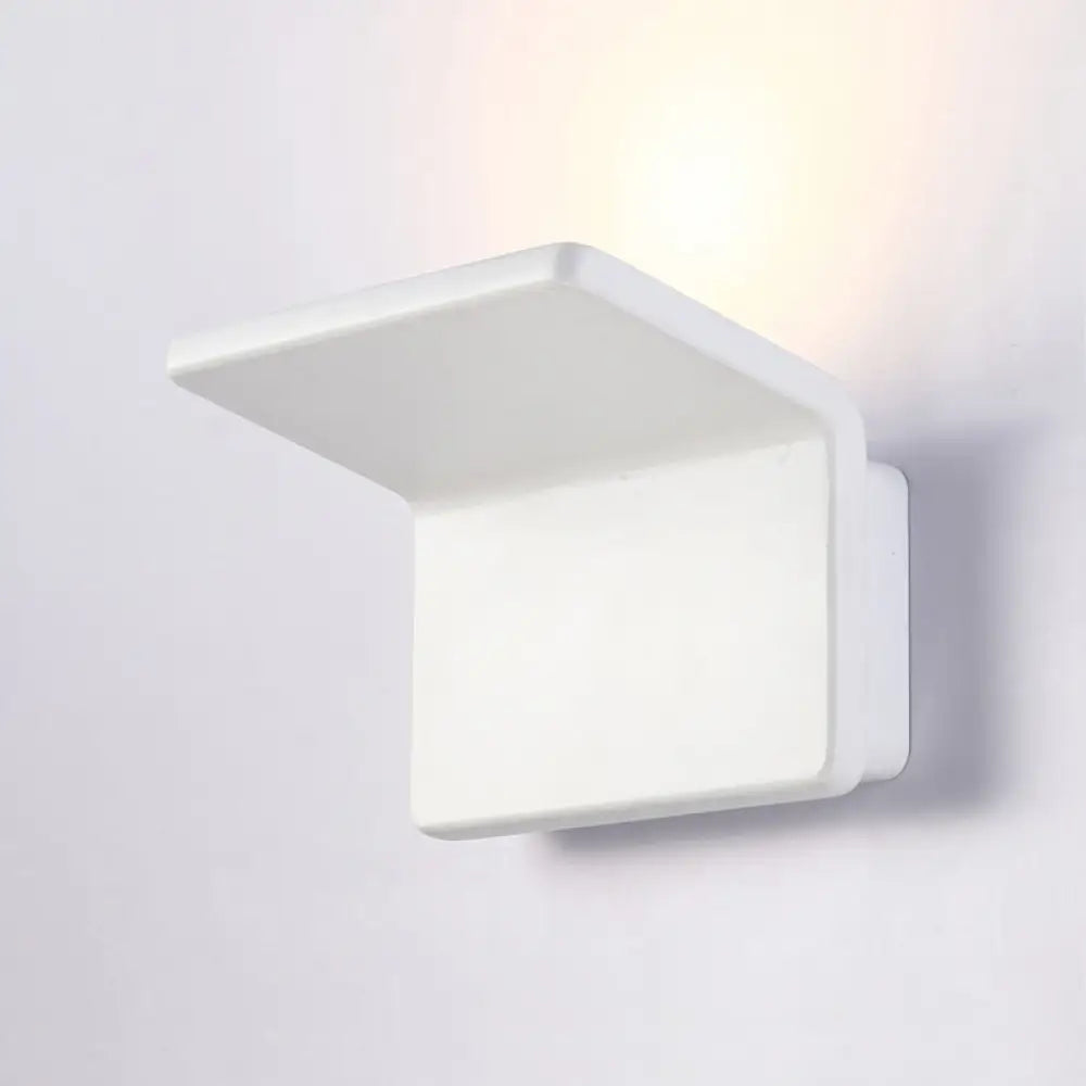 Contemporary Aluminum Led Wall Lamp - 4/8 Wide Bend Square Sconce Light Fixture In Black/White White