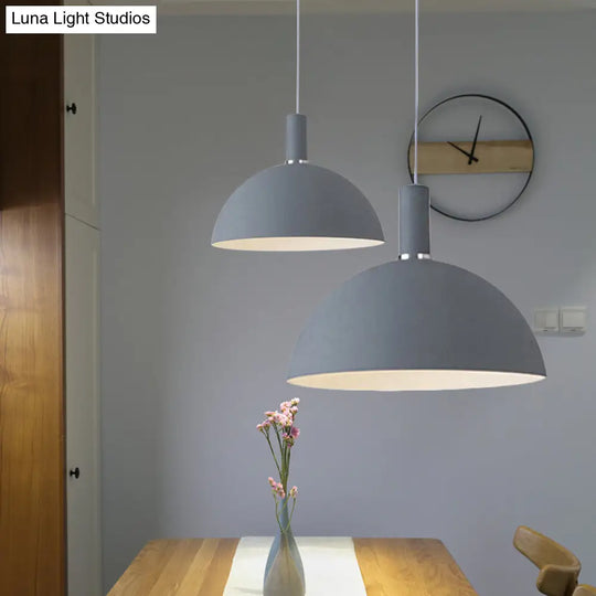 Contemporary Aluminum Hemisphere Pendant Lamp - Ideal For Dining Room Lighting Grey / 12