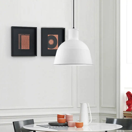 Contemporary Aluminum Pendant Light With Bowl Shade - Ideal For Meeting Rooms White