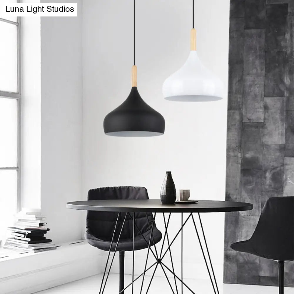 Contemporary Aluminum Pendant Light With Onion Shade – Ideal For Balcony Or Hallway 9.5/12/14