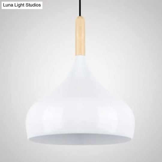 Contemporary Aluminum Onion Pendant Light - Balcony Hallway Suspension 9.5/12/14 Width 1 Bulb White