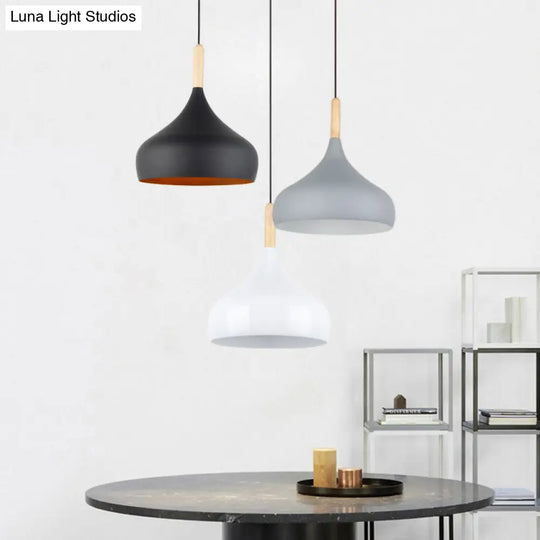 Contemporary Aluminum Pendant Light With Onion Shade – Ideal For Balcony Or Hallway 9.5/12/14