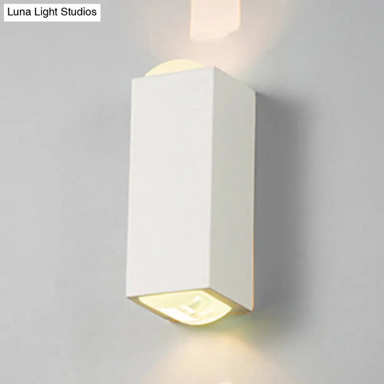 Contemporary Aluminum Wall Sconce For Bedroom - 2-Light Warm/White Rectangle Light