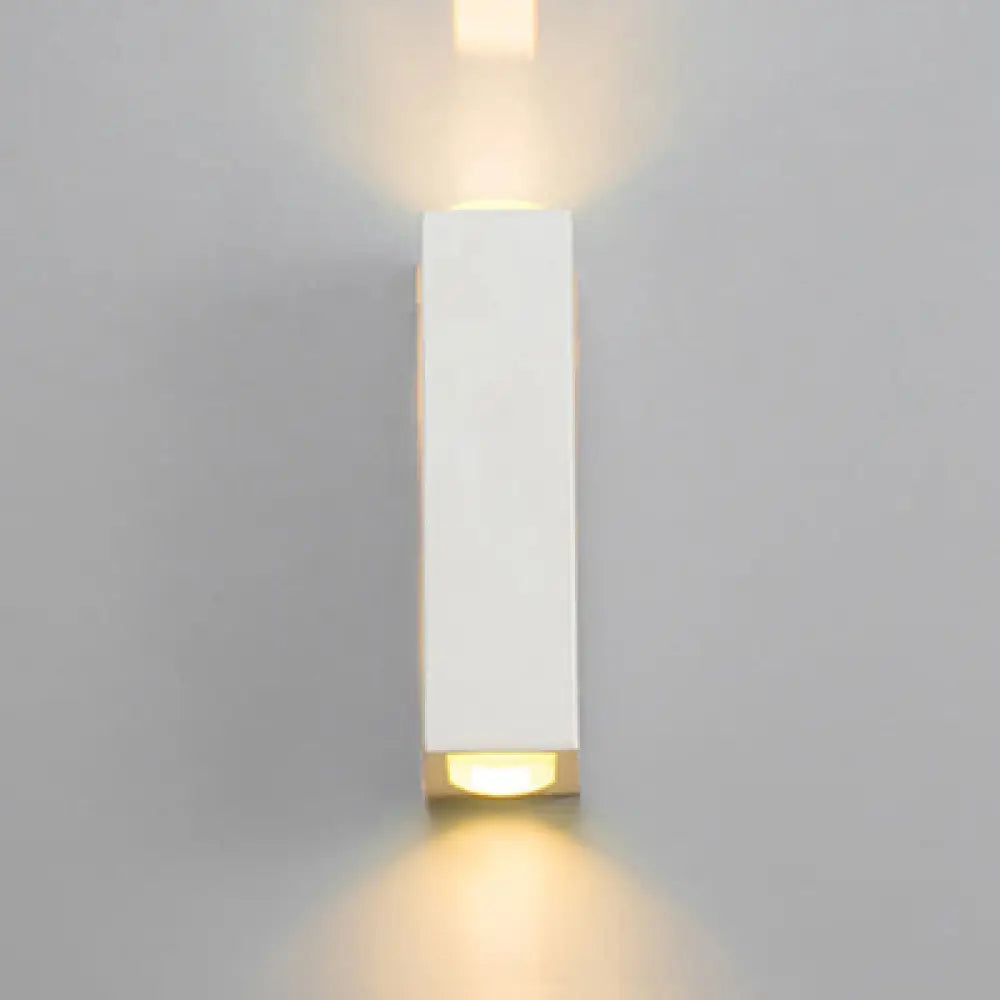 Contemporary Aluminum Wall Sconce For Bedroom - 2-Light Warm/White Rectangle Light White / Warm