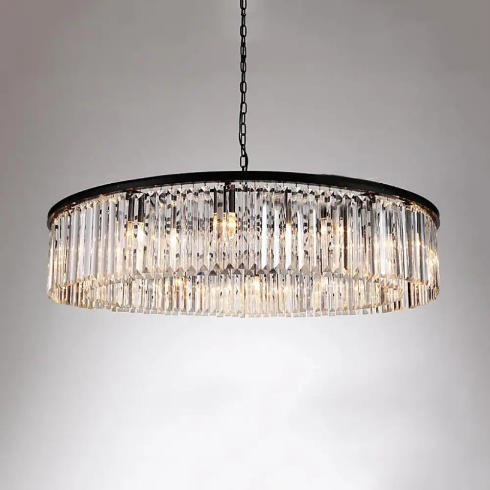 Contemporary Amber/Clear/Smoke Gray Crystal Drum Chandelier Pendant Light With Adjustable Chain -