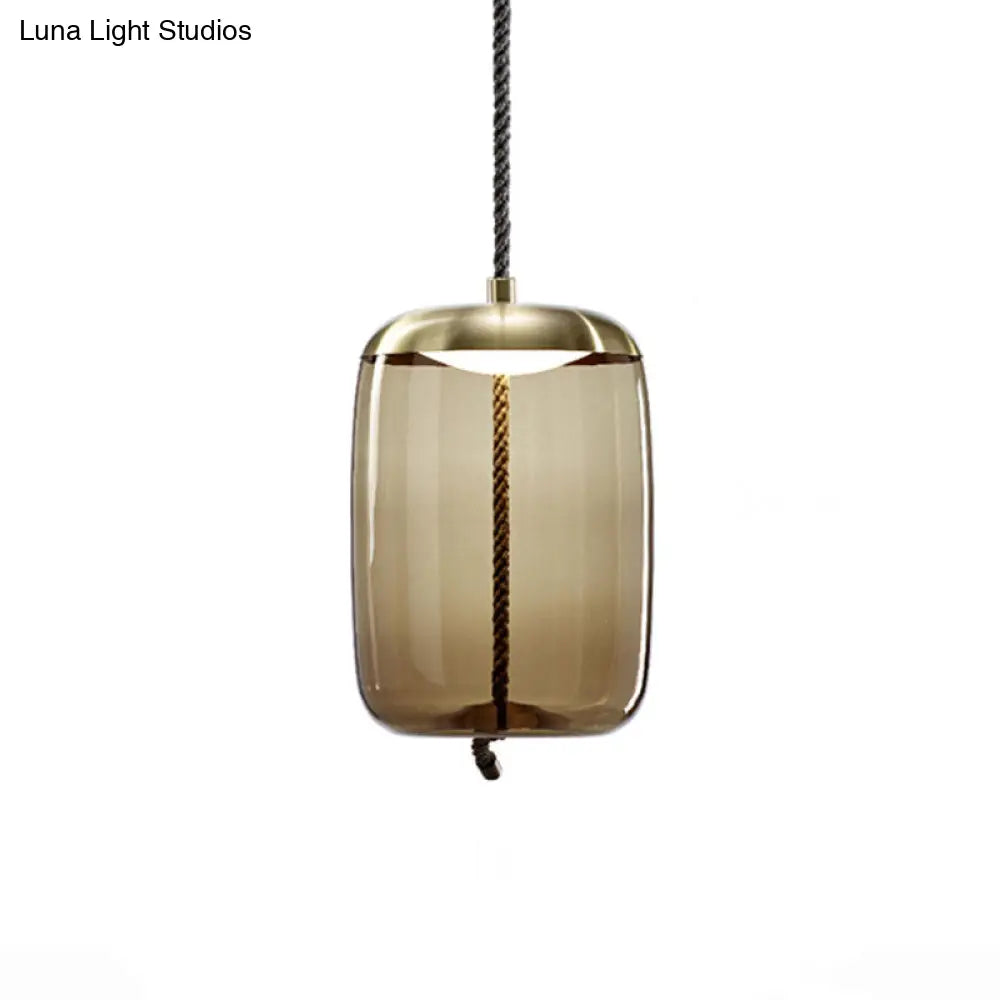 Contemporary Amber Glass Suspension Lamp - 1-Light Pendant For Dining Room / B