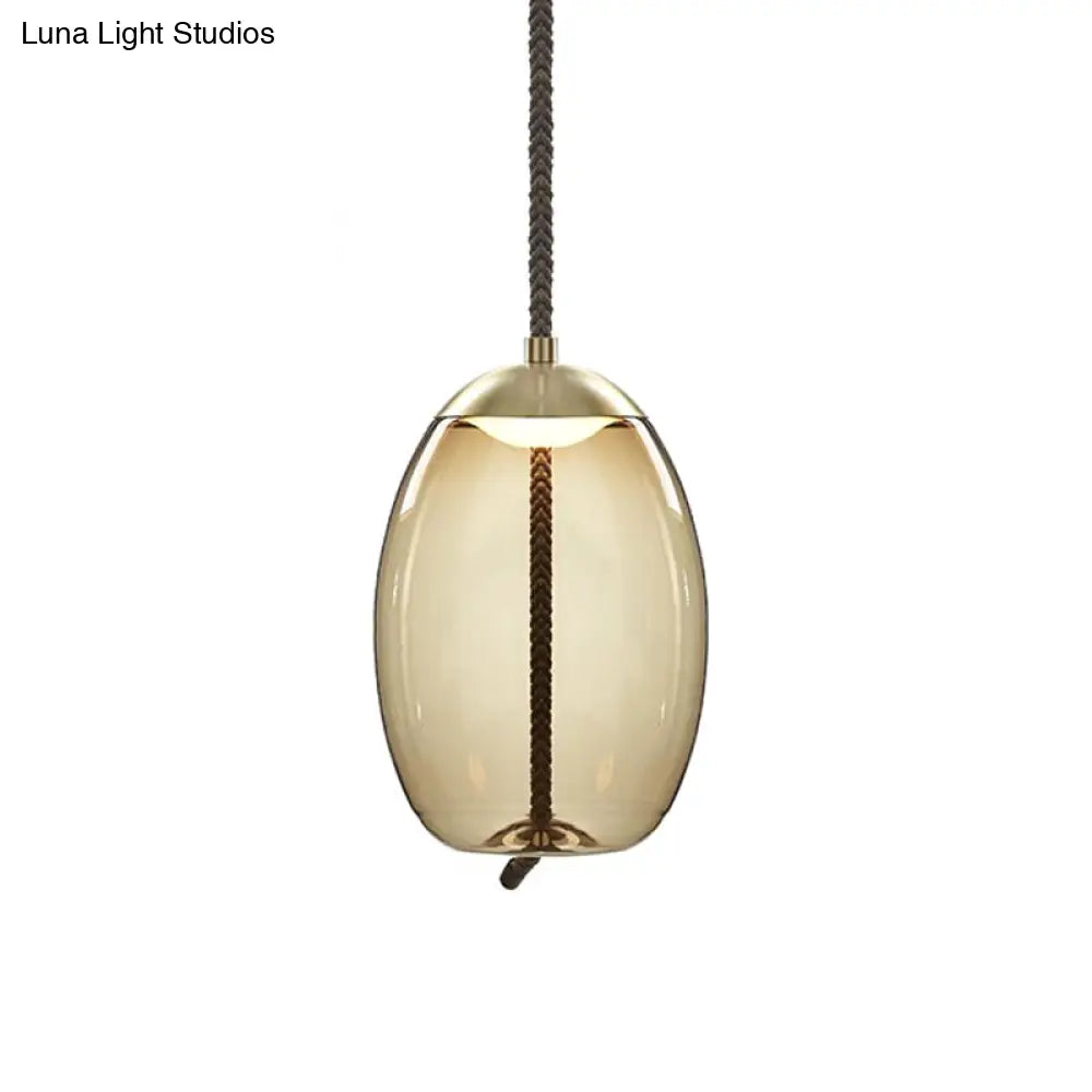 Contemporary Amber Glass Suspension Lamp - 1-Light Pendant For Dining Room / A