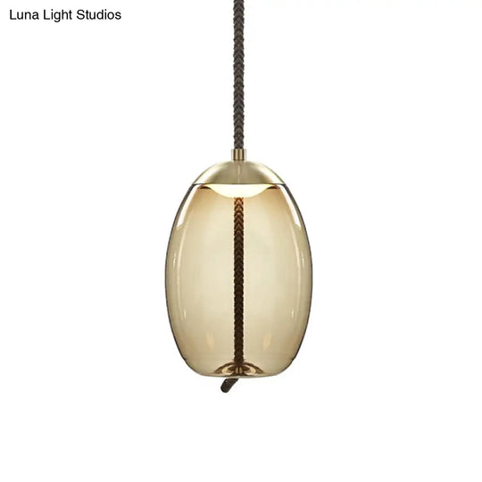 Contemporary Amber Glass Suspension Lamp - 1-Light Pendant For Dining Room / A