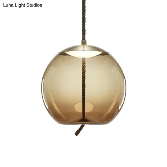 Contemporary Amber Glass Suspension Lamp - 1-Light Pendant For Dining Room / C