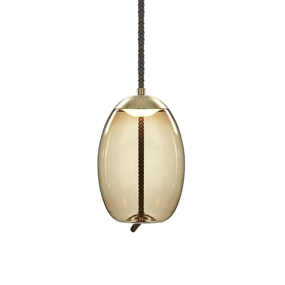 Contemporary Amber Glass Suspension Lamp - Stylish Pendant Lighting Fixture For Dining Room / A