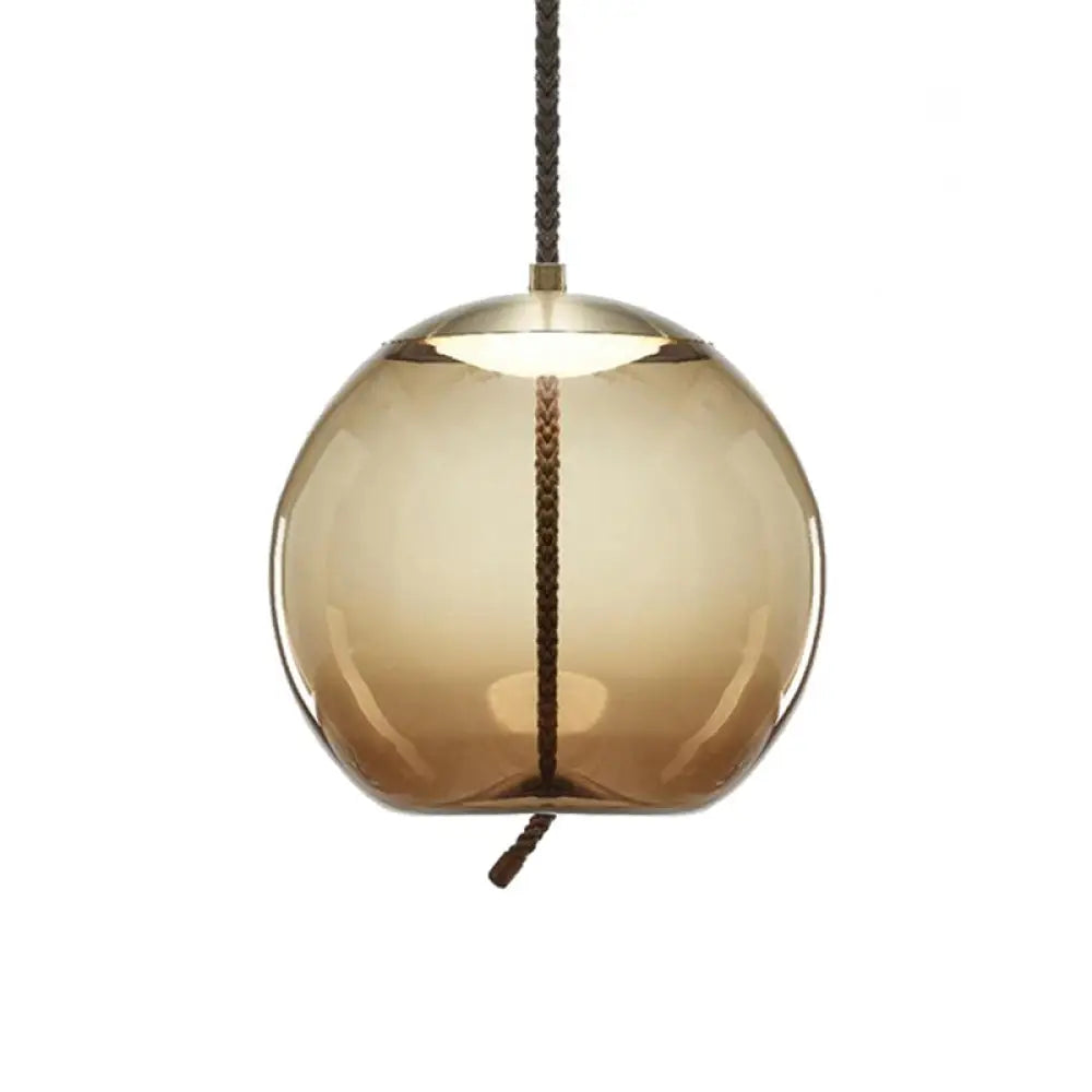 Contemporary Amber Glass Suspension Lamp - Stylish Pendant Lighting Fixture For Dining Room / C