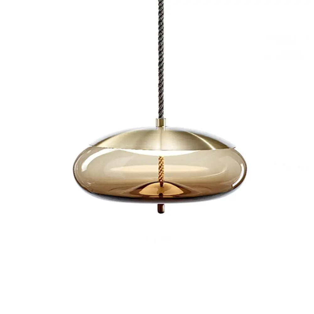 Contemporary Amber Glass Suspension Lamp - Stylish Pendant Lighting Fixture For Dining Room / D