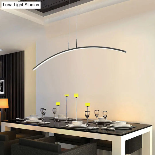 Contemporary Acrylic Led Arch Pendant Light In White - Stepless Dimming With Remote Control Black /