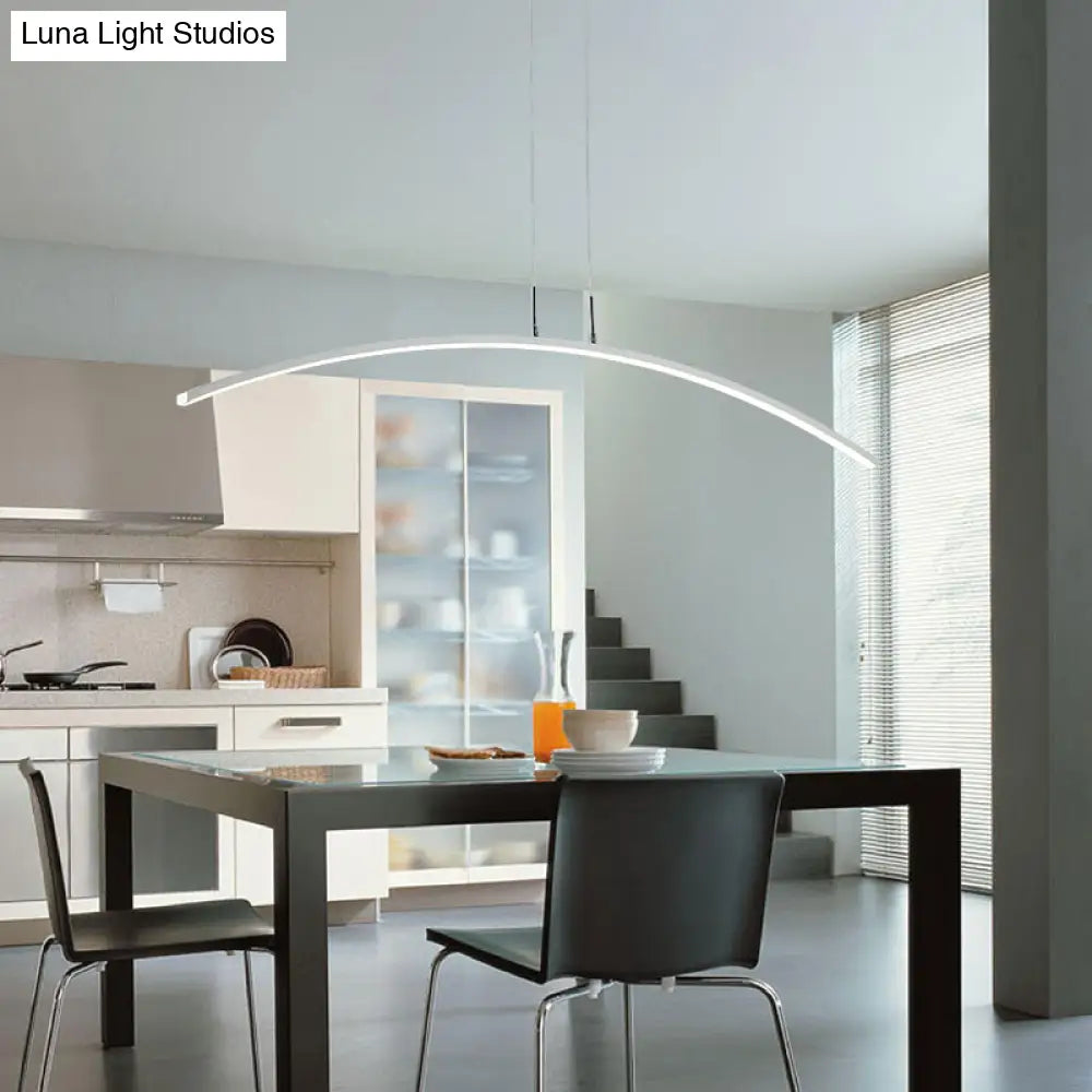 Contemporary Acrylic Led Arch Pendant Light In White - Stepless Dimming With Remote Control /