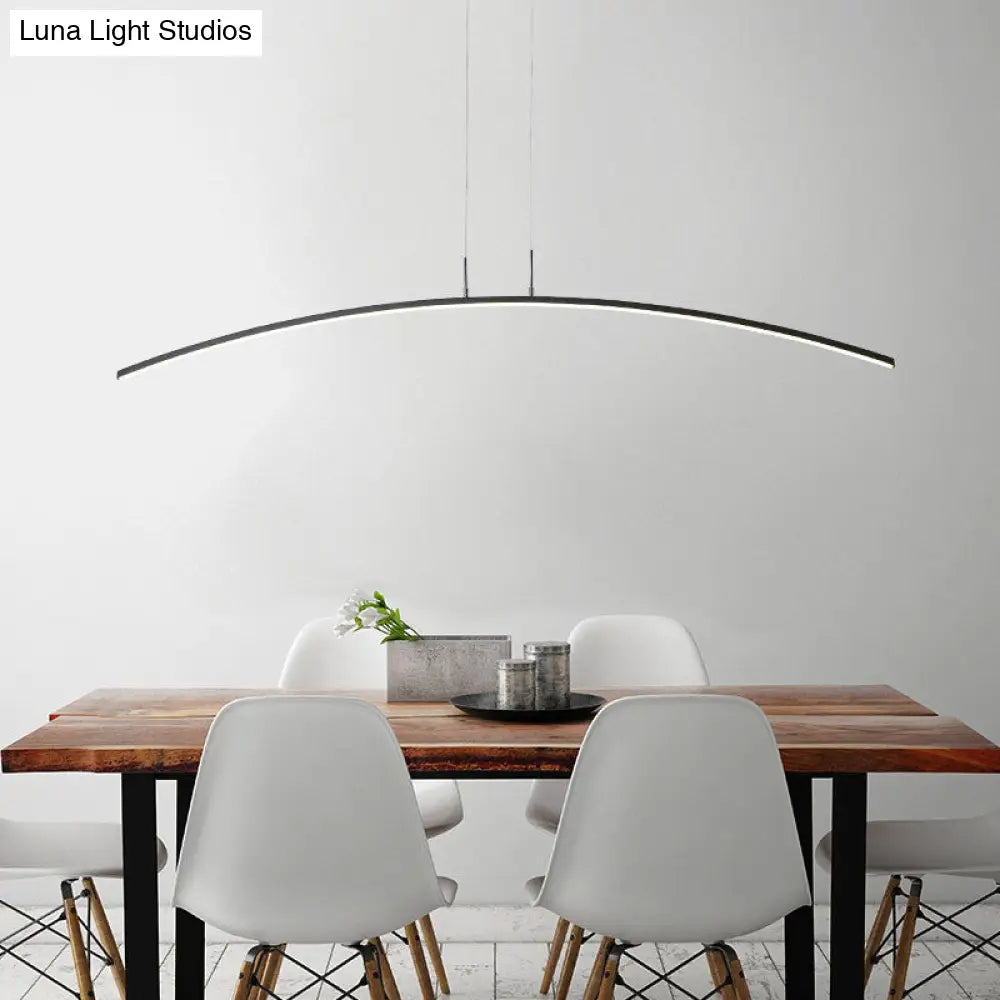 Contemporary Acrylic Led Arch Pendant Light In White - Stepless Dimming With Remote Control