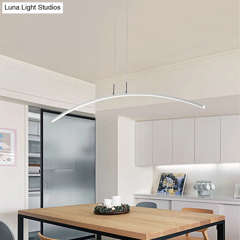 Contemporary Acrylic Led Arch Pendant Light In White - Stepless Dimming With Remote Control