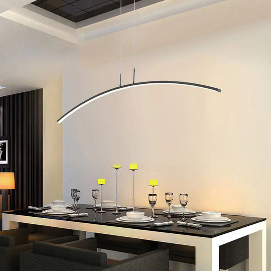 Contemporary Arch Pendant Light With Stepless Dimming And Remote Control Black / White