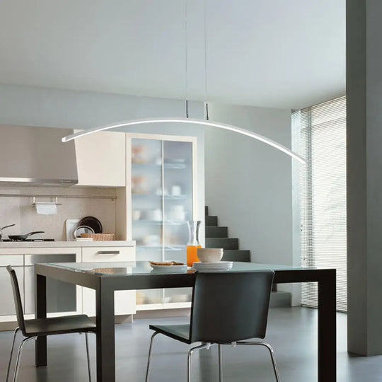 Contemporary Arch Pendant Light With Stepless Dimming And Remote Control White /